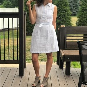 Target Seersucker Tie Collared Dress Light Blue & White size 2